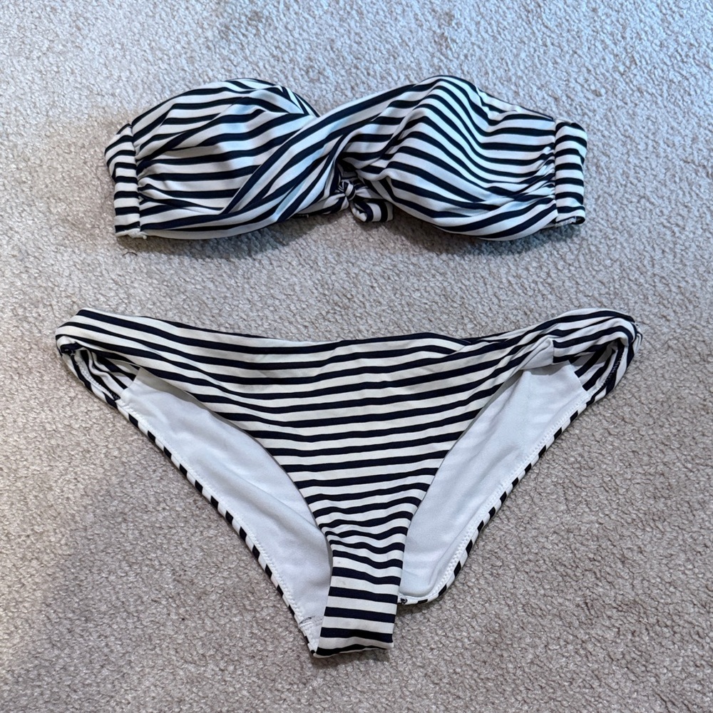 H&M Black and White Striped Bikini